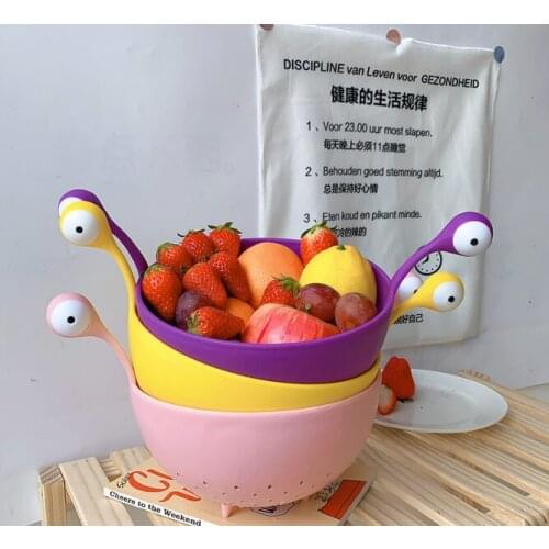 Cute style creative little monster shape multi-color optional convenient cleaning multifunction draining single-layer basket J06