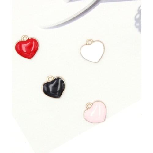 10pcs/Lot Heart Diy Handmade Oil Enamel Charms Design for Jewelry Making Earring Bracelet or Necklace