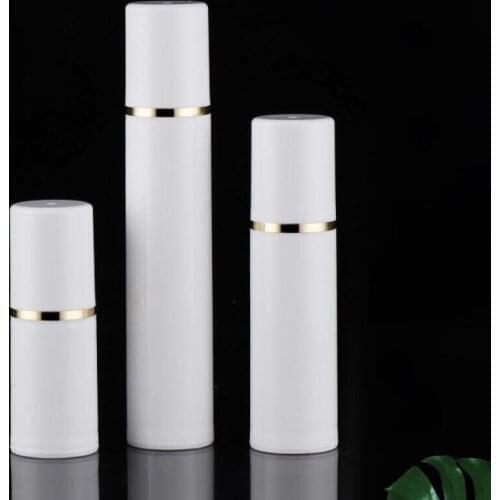30ml white airless vacuum pump lotion bottle GOLD line lotion emulsion serum eye essence liquid foundation complex recovery