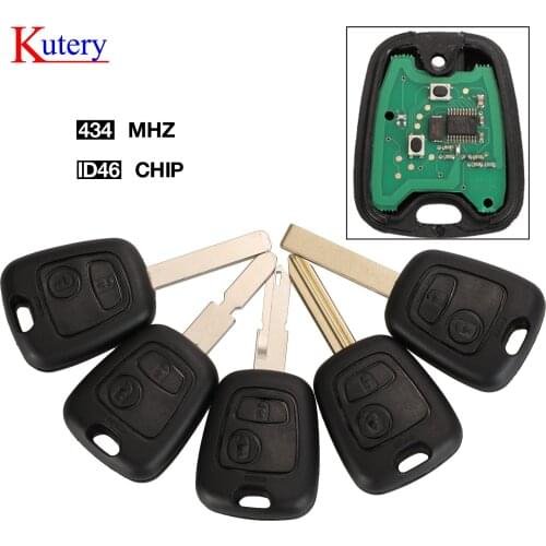 5pcs 434Mhz ID46 2 Button Remote Car Key For Peugeot 207 307 407 206 306 406 For Citroen Saxo Picasso Xsara Berlingo C1 C3