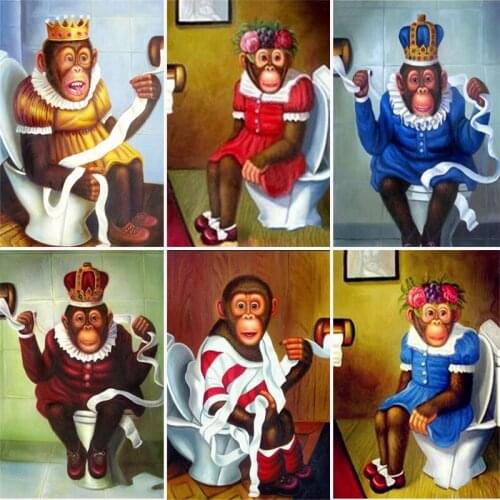 5D Diamond Painting Monkey Full Square Cross Stitch Embroidery Animal Rhinestones Fall Decorations For Home