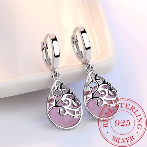 925 Sterling Silver Piercing Moonlight Opal Tears Totem Stud Earrings for Women Girls Wedding Party Gift pendientes