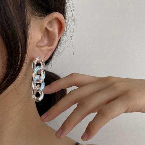 Acrylic Chain Tassel Earrings For Women Long Dangle Temperament Drop Earrings Korean Fashion Jewelry Ladies Pendientes