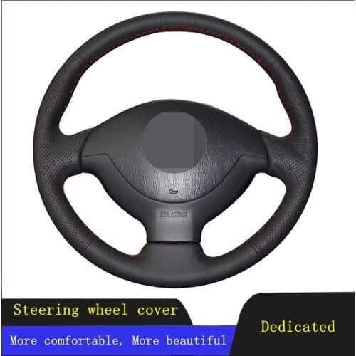 DIY Car Products Car Accessories Steering Wheel Cover Black Hand-stitched Genuine Leather For Suzuki Jimny 2005-2014