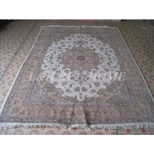 Free shipping 8'X10' 160 Line Hand-knotted Wool and Silk Oriental Persian Rug handmade persian carpet for home decoration