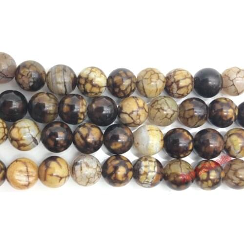 Natural Stone Coffee Fire Dragon Veins Leopard veins Agates Round Loose Beads 4 6 8 10 12MM Pick Size For Jewelry Making