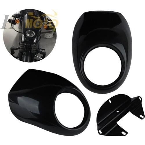 Gloss Black Motorcycle Front Light Headlight Visor Fairing Cowl Headlamp Mask For Harley 1973-UP Sportster XL 883 1200 XL883