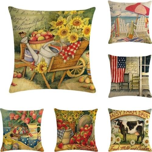Scenic Decorative throw pillow case cover square shape Cow Sunflower Berry coussin cushion cover for sofa home almofadas ZY161