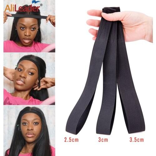Alileader Cheap 2.5cm 3cm 3.5cm Width Elastic Headband With Velcro 60CM&65CM Elastic Headband With Velcro Edge Grip Band For Wig