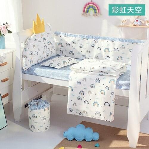 Nordic Bumpers For Cots Sides And On The Crib Cotton Cartoon Printting Baby Crib Protector Pads Newborn Child Room Accessories