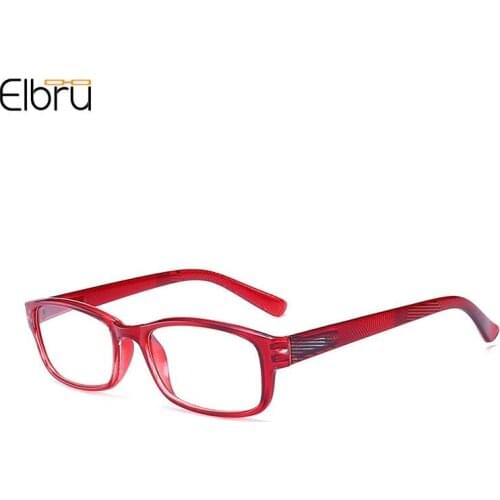 Elbru Diopters+1+1.5+2+2.5+3+3.5+4 PC Full Square Reading Glasses Women Men Retro Spring Frame Presbyopia Optical Eyeglasses