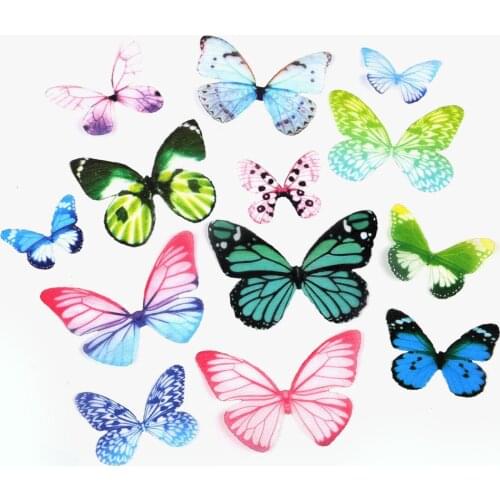 3cm 4cm 5cm 6cm Random Pattern Beautiful Charm Fashion Organza Ethereal Butterfly For DIY Craft Supplies Jewelry Findings Making