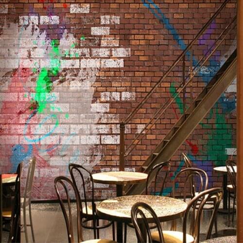 Photo wallpaper Graffiti wallpaper Personalized Wallpaper Restaurant Coffee Shop wallpaper for living room mural