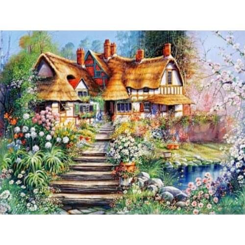 Cabin diamond painting cottage scenery rhinestone embroidery landscape mosaic sticker decor diamond dots poster wall paper diy