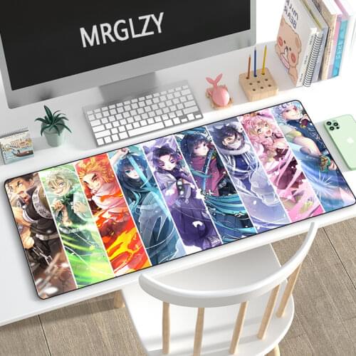 MRGLZY Anime Kimetsu No Yaiba Mouse Pad Large Demon Slayer Desk Mat Carpet Computer Gamer Gaming Peripheral Accessories MousePad