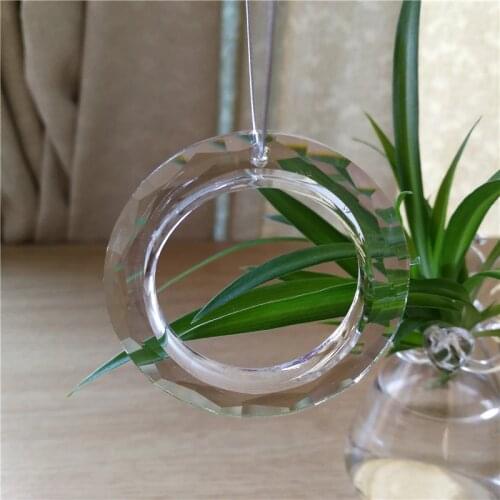 Crystals Pendants Glass Suncatcher Chandelier 2PCS 50MM Clear Ring Circle Crystals Prisms Parts Drops Light Ring Accessories