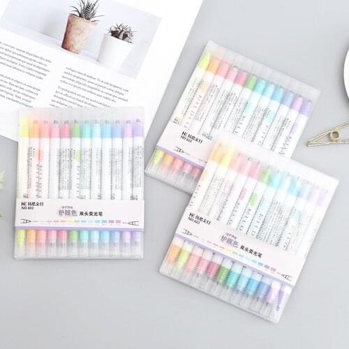 Cute Pens Highlighter Dual Double Headed brush Pen for Art set supplies Drawing Marker Pen school supply markers manga colores