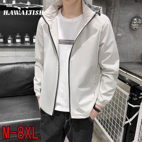Hawaifish brand mens jacket Autumn outdoor youth hooded casual windbreaker high quality fahsion chaqueta hombre puls size 8XL