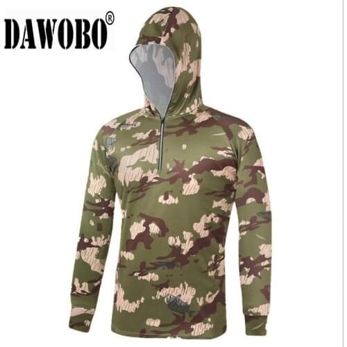 New camouflage Outdoor men fishing clothes breathable quick dry Anti Sai UV Anti mosquit long sleeve hooded mens fishing Shirts