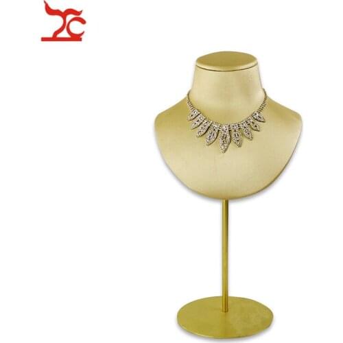 New Gold Necklace Display Bust Stand Leather Pendant Holder Mannequin With Adjustable Metal Shelf Shop Counter Promotion Bust