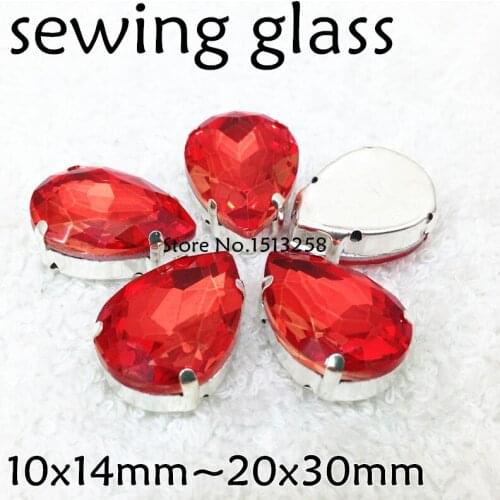Orange Red Color Sew On Crystal Teardrop Fancy Stone With Claw Setting 10x14mm,13x18mm,18x25mm,20x30mm For Jewelry Making