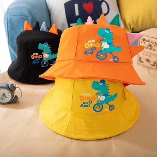 Summer UV Protection Bucket Hat Cartoon Dinosaur Baby Girl Boy Sunhat Outdoor Children Beach Fishing Hat