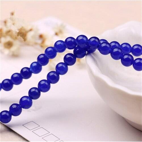 RONGQING 1 String Blue Chalcedony Round Beads Necklace Bracelets Jewelry Accessories DIY 4/6/8/10/12mm