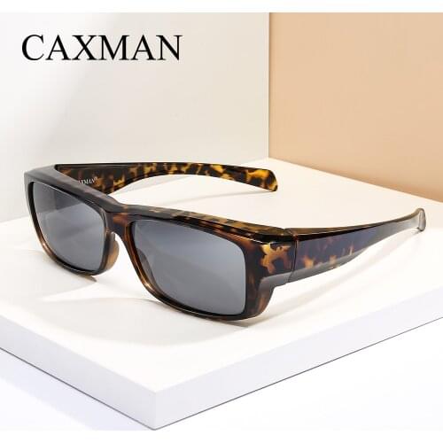 CAXMAN Fits Over the Glasses Sunglasses Polarized Lens for Men Women Prescription Eyewear Rectangle Frame Small Size