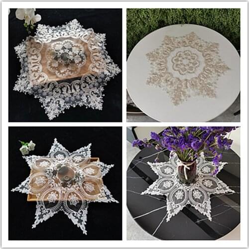 Modern Octagonal Embroidery Art Tablecloth Bedroom Balcony Small Round Table Fruit Plate Dessert Mat Christmas Party Decoration