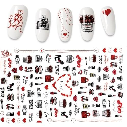 High Heels Lipstick Bag Flowers Pattern Sexy Ladies Manicure Nail Art Decoration Nail Stickers