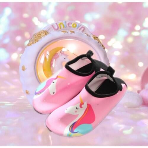 Water Shoes Kids Barefoot Quick-Dry Aqua Yoga Socks Boys Girls Animal Soft Diving Wading Shoes Beach Swimming Pink Unicorn Shoes