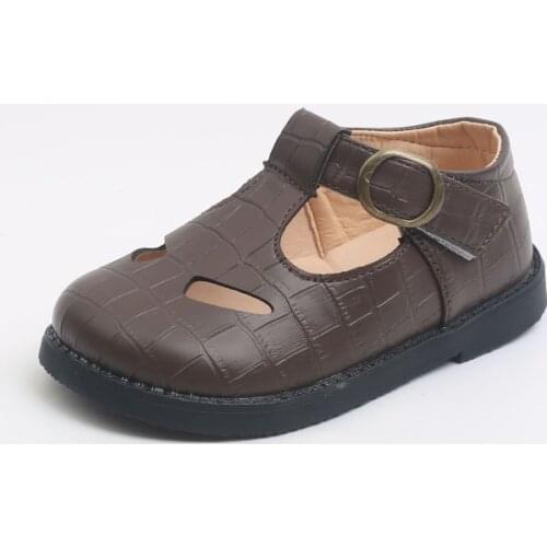 Childrens Retro British Style Leather Shoes for Girls Boys Autumn New Soft-soled Kids Korean Style Hollow Casual Flats 21-30