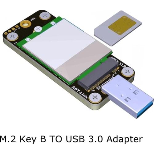 USB 3.0 To M.2 NGFF B-Key Adapter Riser Card with Standard Double SIM Slot 3.7V 3A Support 5G 4G LTE Wireless Module Modem