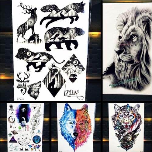 Cool Bear Beast King Waterproof Temporary Tattoo Indian Lion Warrior Fake Flash Men Tattoo Sticker 21x15CM Women Henna Tatoo