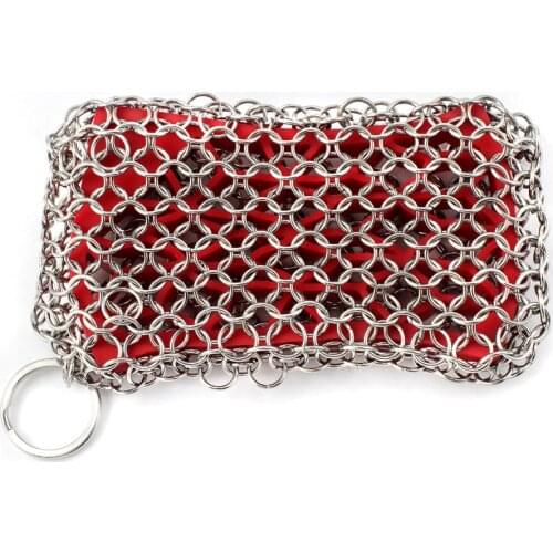 High Quality 316L Stainless Steel Ring Net Built-in Silicone Metal Pot Brush Ring Nets Wash Pot Net Kitchen Cleaning Accessories