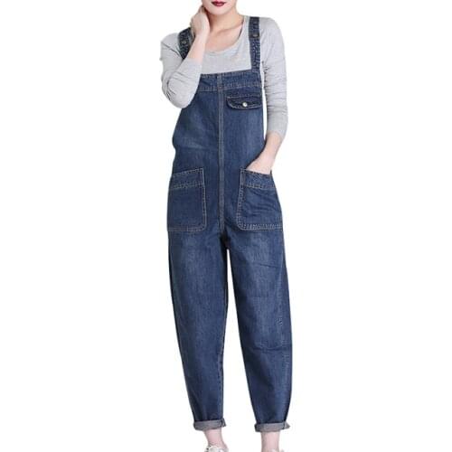 New Spring Autumn Fashion Brand Plus Size L-6XL Jeans Loose Casual Full Length Overalls Big Size Denim Pants Woman Jumpsuits D28
