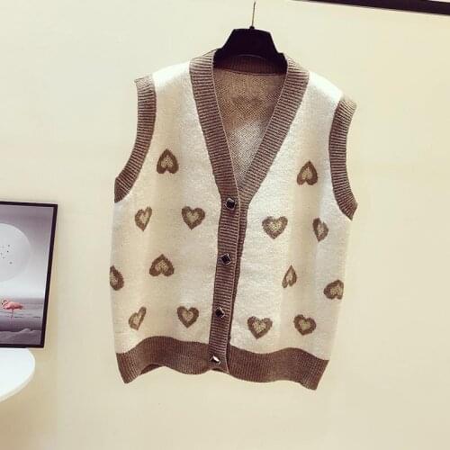 Vest womens outer wear all-match knitted cardigan for fall/winter 2021 new vest sweater pullover sleeveless v-neck top