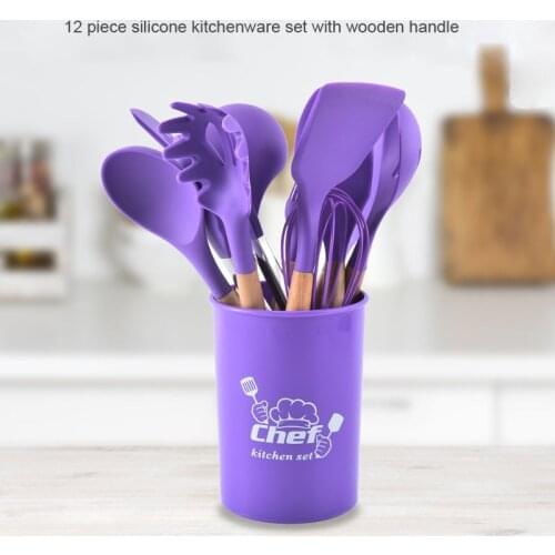 12PCS Silicone Kitchenware Non-stick Cookware Cooking Tool Spatula Ladle Egg Beaters Shovel Spoon Soup Kitchen Utensils Set