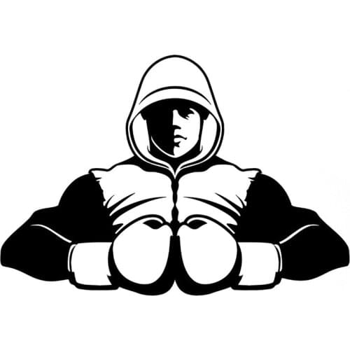 15.5CM*10.7CM Fashion Boxing Sports Silhouette Vinyl Car Stickers Black/Silver Decor S9-0545