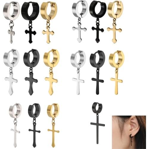 Alisouy 2pc New Fashion Women Drop Earrings Cross Upper Ear Cartilage Earring For Women Men Dangle Earring Simple Ear Buckle