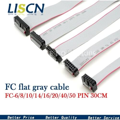 2PCS 2.54MM pitch FC-6/8/10/14/16/20/40/50 PIN 30CM JTAG ISP DOWNLOAD CABLE Gray Flat Ribbon Data Cable FOR DC3 IDC BOX HEADER