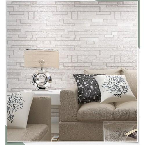 3D White Grey Brick Wallpaper Waterproof Background for Living Room PVC Wall Paper Roll Stereoscopic Look Wallcoverings 10M