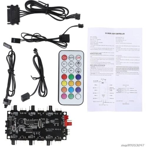 5V RGB Remote Controller &PWM Magnetic Hub 8 Ports ARGB RGBW Wireless IR Remote 4Pin Fan Splitter PMMA Case Extension wholesales