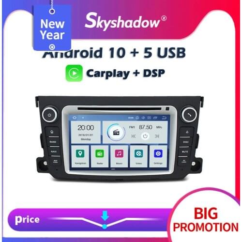 Carplay DSP Car DVD Player PX6 IPS Android 10 4GB + 64GB Bluetooth RDS Radio GPS Map Wifi For Benz SMART 2012 2013 2014 2015