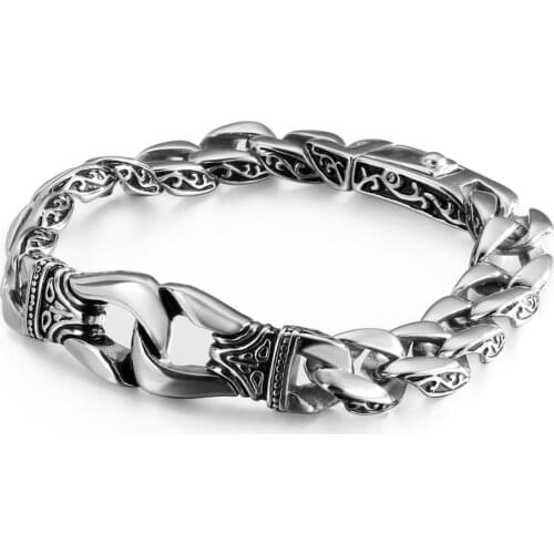 HAOLYNJOY Stainless Steel Handcuff Bracelets For Men 18mm Heavy Chunky Linking Chain Bracelet Homme Jewelry Accessory