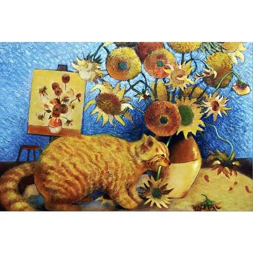 Sunflower and cat The wooden puzzle 1000 pieces ersion jigsaw puzzle white card adult childrens educational toys
