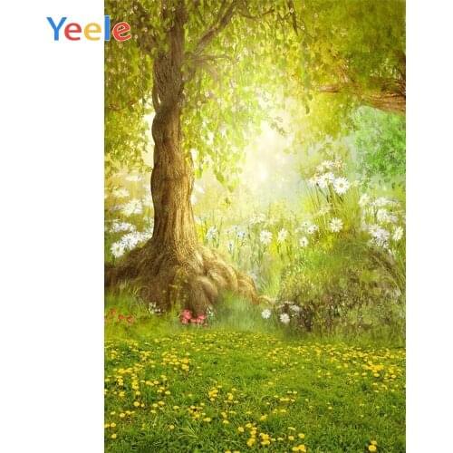Spring Grassland Flower Tree Nature Scenery Dreamy Backdrop Baby Shower Photographic Background For Photo Studio Photophone Prop