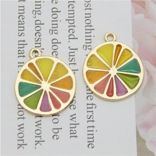 GraceAngie 4pcs/lot enamel charms Fruit jewelry Pendant For earrings bracelet necklace Alloy Charms Handmade Crafts Bohemia Gift