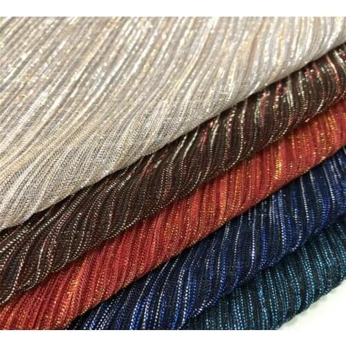 Shimmer Crushed Fabric Pleated Material Summer Fashion For Cloth