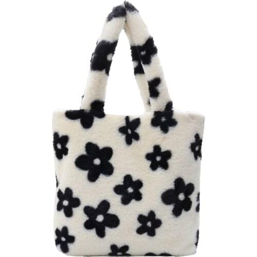 Cute Plush Top-handle Bag Tote Lady Shoulder Street Satchel Big Capacity Handbag Fashion Exquisite Shopping Bag